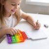 Mini Square Pop It Diary Fidget Notebook for Kids Rainbow Silicone (1 Pc)
