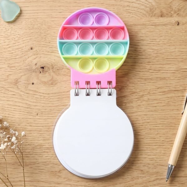 Mini Pop It Diary Fidget Notebook for Kids Rainbow Silicone Bubble (1 Pc)