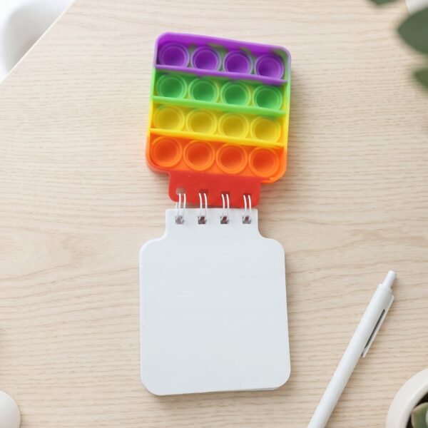 Mini Square Pop It Diary Fidget Notebook for Kids Rainbow Silicone (1 Pc)