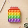Mini Square Pop It Diary Fidget Notebook for Kids Rainbow Silicone (1 Pc)