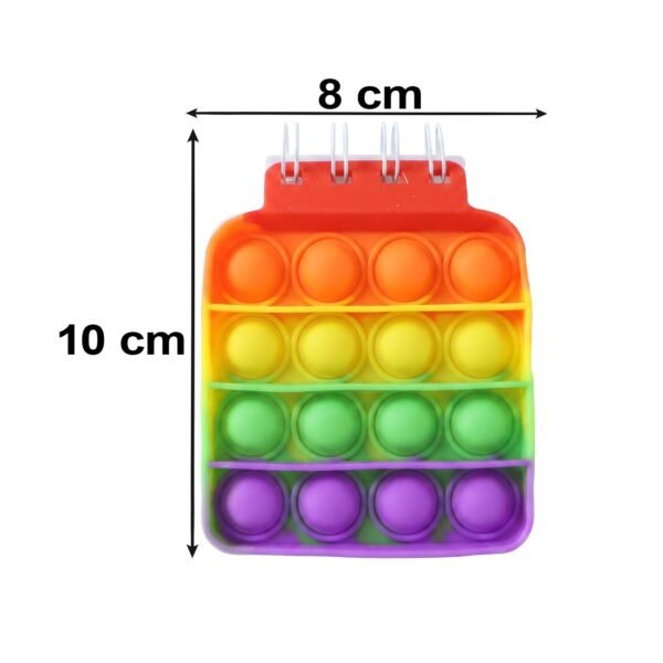 Mini Square Pop It Diary Fidget Notebook for Kids Rainbow Silicone (1 Pc)
