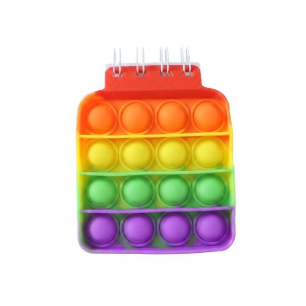 Mini Square Pop It Diary Fidget Notebook for Kids Rainbow Silicone (1 Pc)