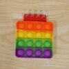 Mini Square Pop It Diary Fidget Notebook for Kids Rainbow Silicone (1 Pc)