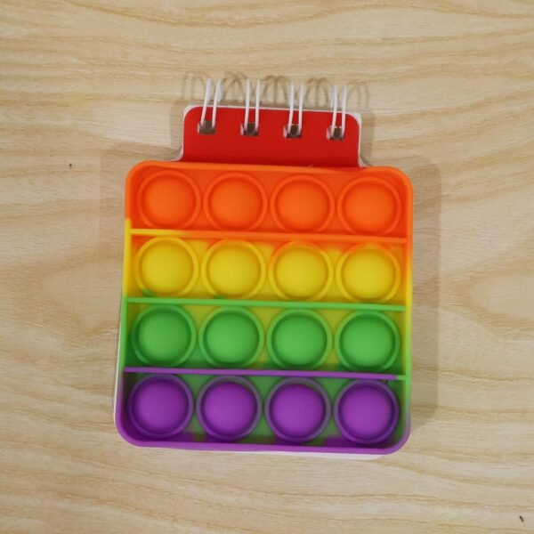Mini Square Pop It Diary Fidget Notebook for Kids Rainbow Silicone (1 Pc)