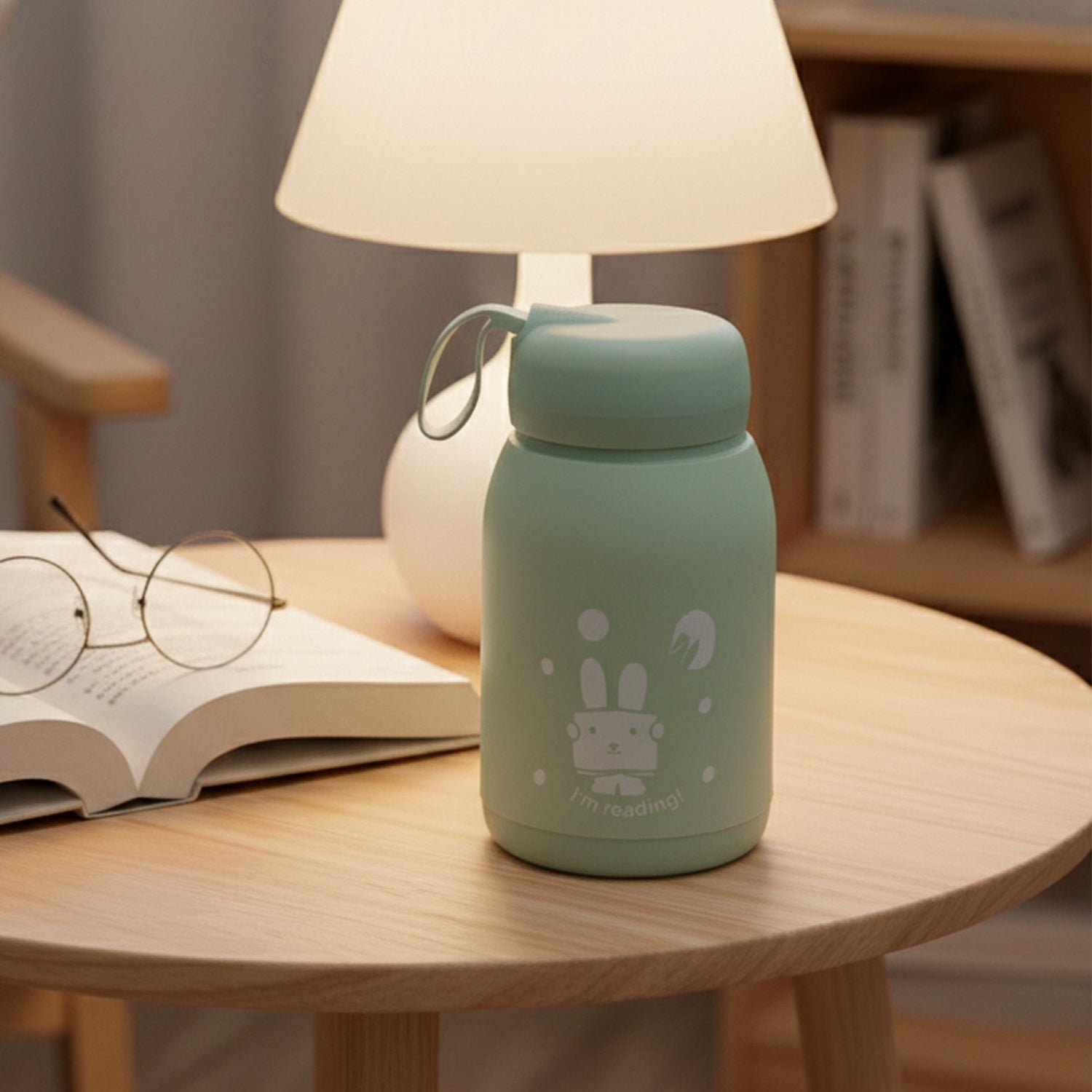 Rabbit Printed Insulated Glass Water Bottle – Leak Proof 330ml