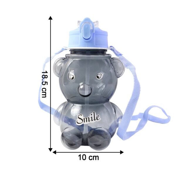 Kids Water Bottle – Cartoon Bear Shape with Straw & Strap