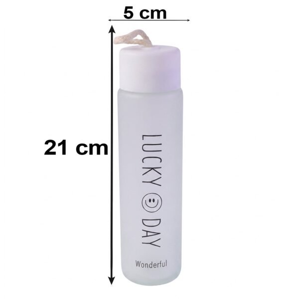 350 ML Frosted Glass Water Bottle Lucky Day Print for Office Travel (1 Pc)