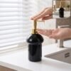 Black Glass Liquid Soap Dispenser Bottle with Gold Pump Refillable (1 Pc)