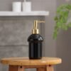Black Glass Liquid Soap Dispenser Bottle with Gold Pump Refillable (1 Pc)