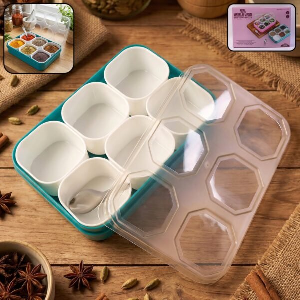 Spice Storage Box – 6 Compartments for Easy Kitchen Organization