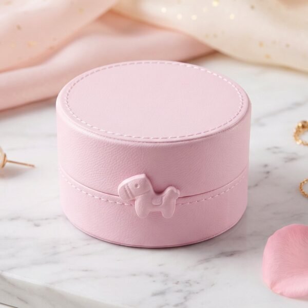 Small Round Storage Box Portable Jewellery Organizer Case with Snap (1 Pc)