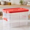 Plastic Transparent Storage Box with Lid 2XL 2 Layer Stackable Organizer (1 Pc)