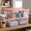 Plastic Transparent Storage Box with Lid 2XL 2 Layer Stackable Organizer (1 Pc)