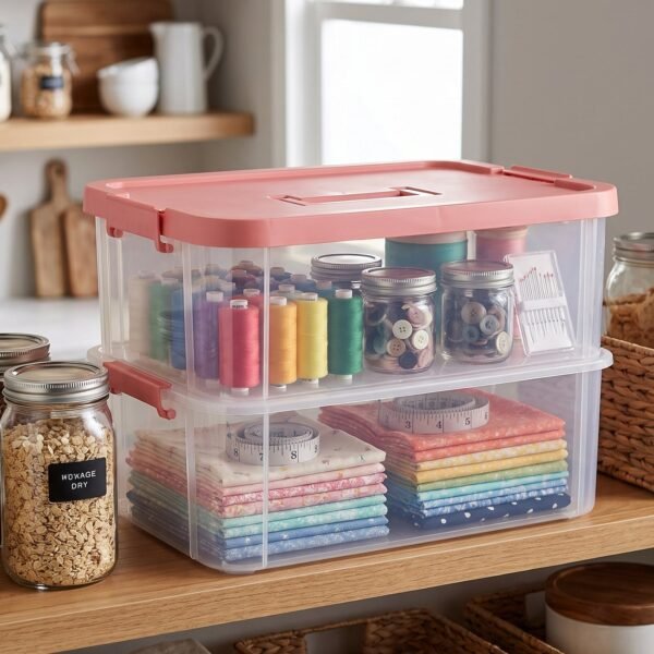 Plastic Transparent Storage Box with Lid 2XL 2 Layer Stackable Organizer (1 Pc)