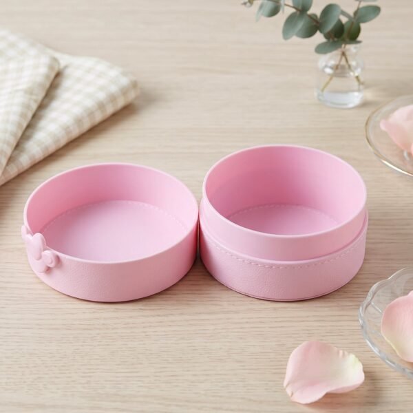 Small Round Storage Box Portable Jewellery Organizer Case with Snap (1 Pc)