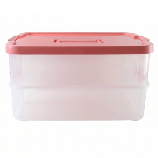 Plastic Transparent Storage Box with Lid 2XL 2 Layer Stackable Organizer (1 Pc)