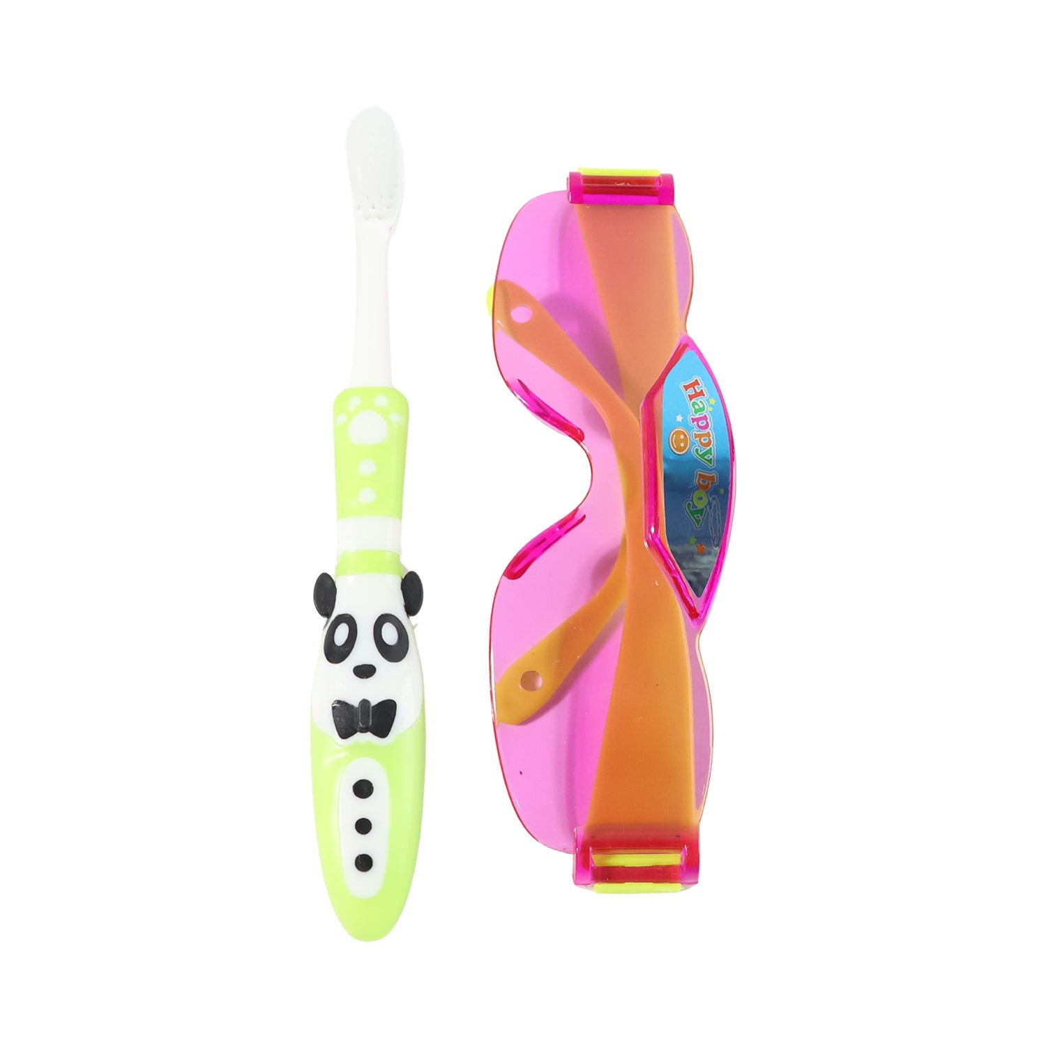 Kids Toothbrush with Fun Panda Design & Sunglasses Toy Set