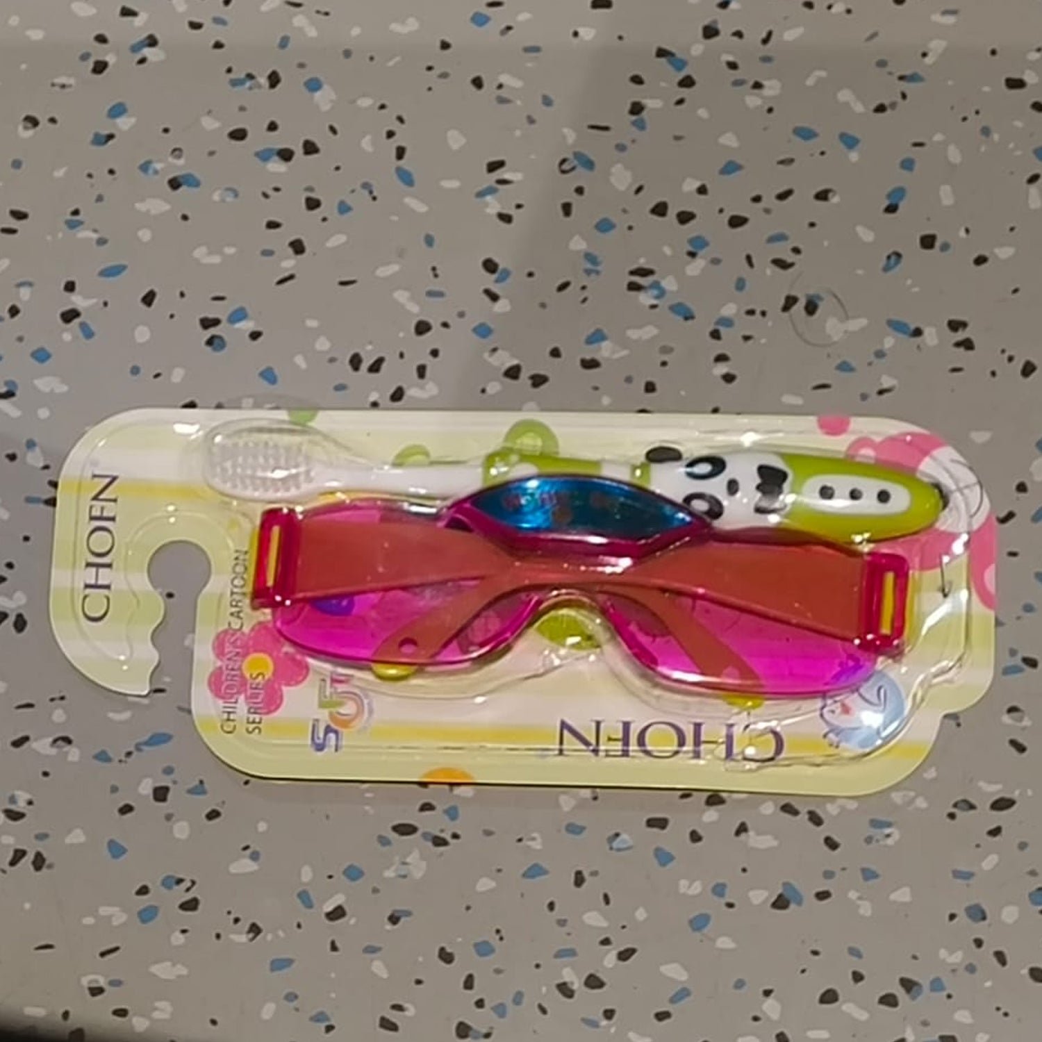 Kids Toothbrush with Fun Panda Design & Sunglasses Toy Set