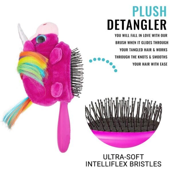 BrushUnicorn-05 Kids Unicorn Hair Brush – Soft Detangling Plush for Gentle Grooming