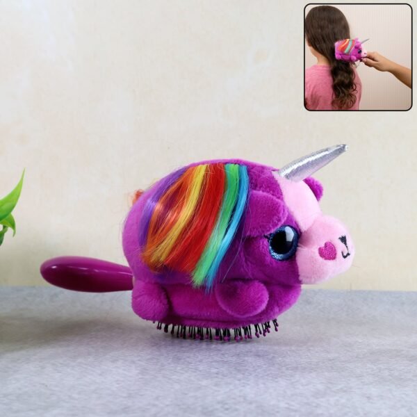 BrushUnicorn-WOSKU-01 Kids Unicorn Hair Brush – Soft Detangling Plush for Gentle Grooming