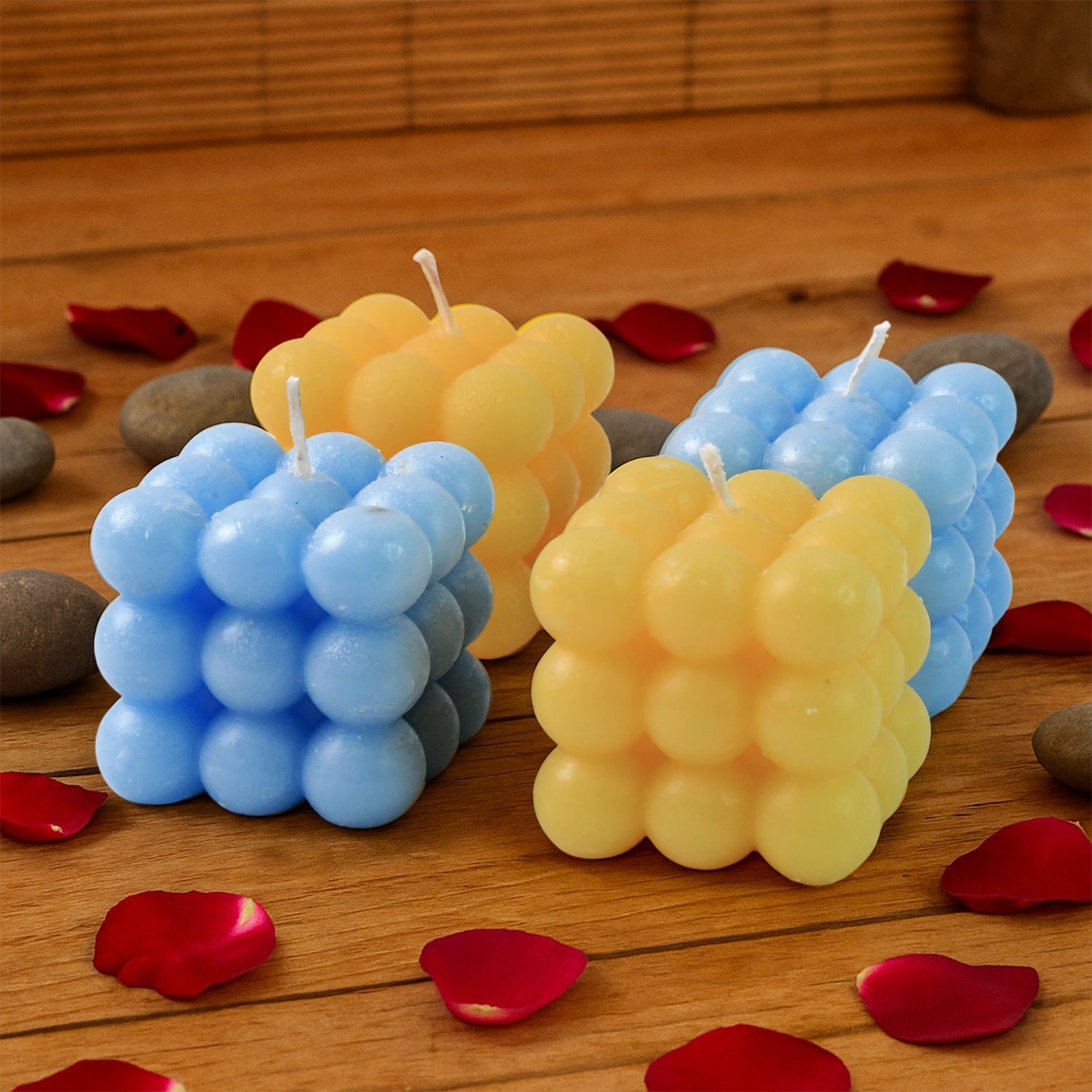 Cube Candles – Colorful Decorative Wax Set of 4