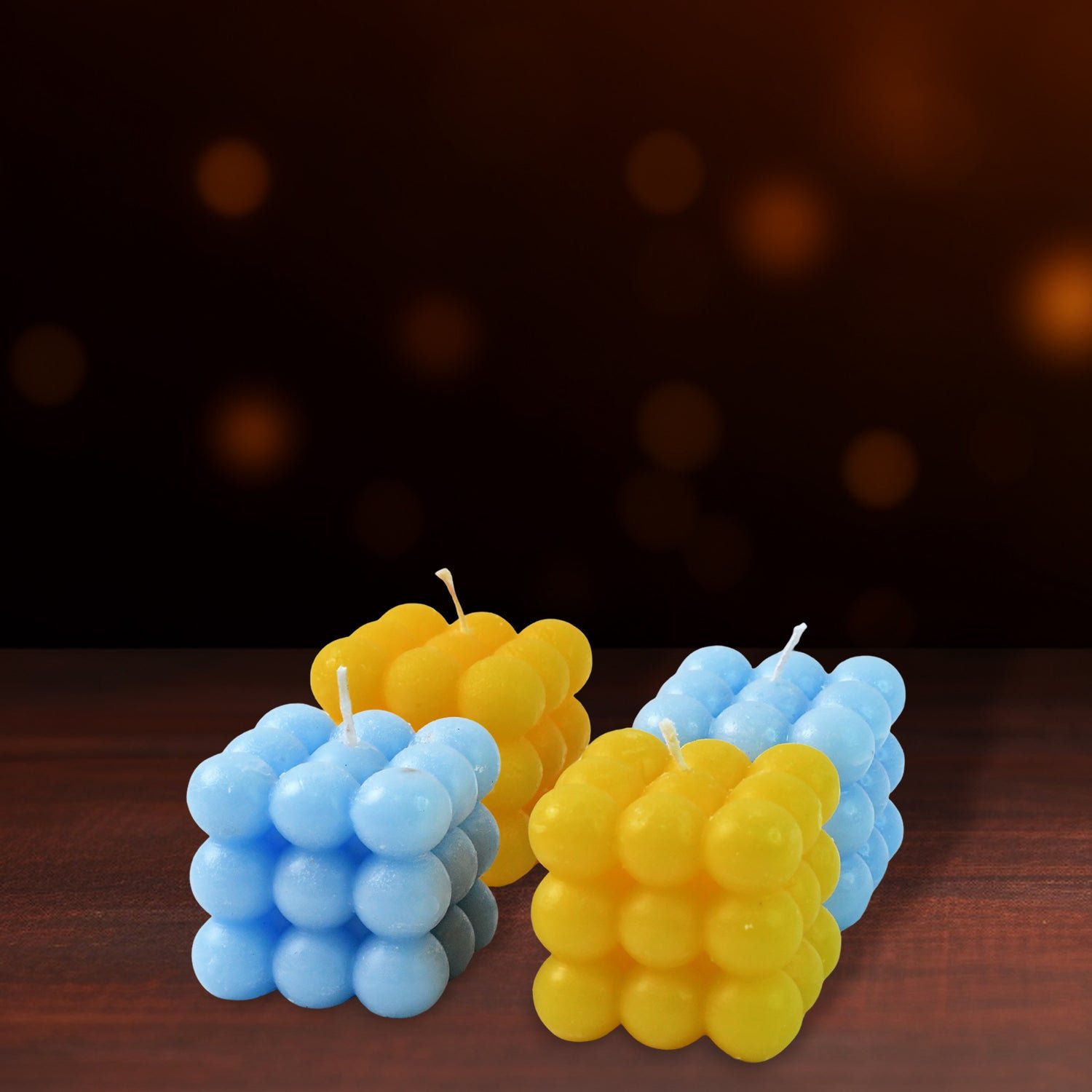 Cube Candles – Colorful Decorative Wax Set of 4