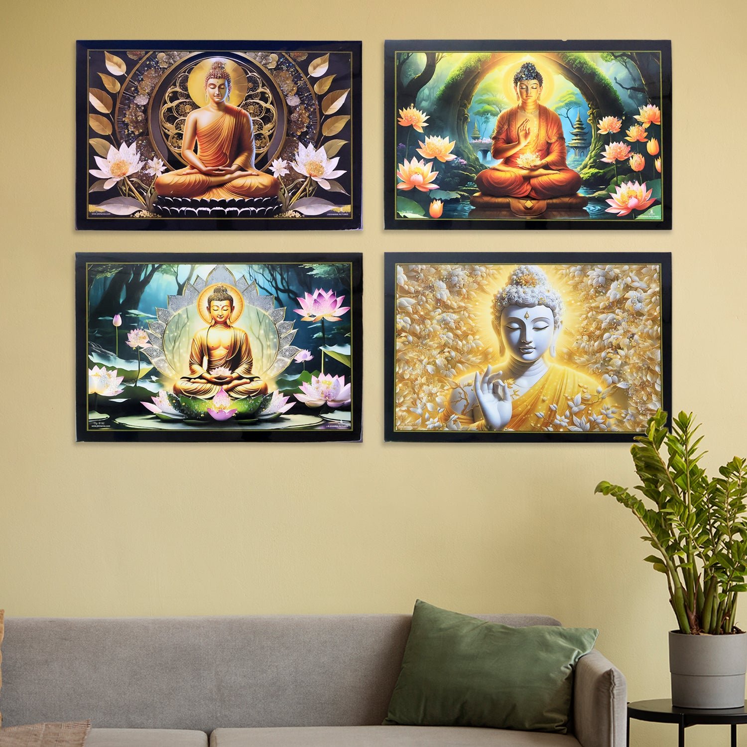 Lord Buddha Wall Painting – Spiritual Decor with Wooden Frame