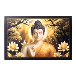 Lord Buddha Wall Painting – Spiritual Decor with Wooden Frame