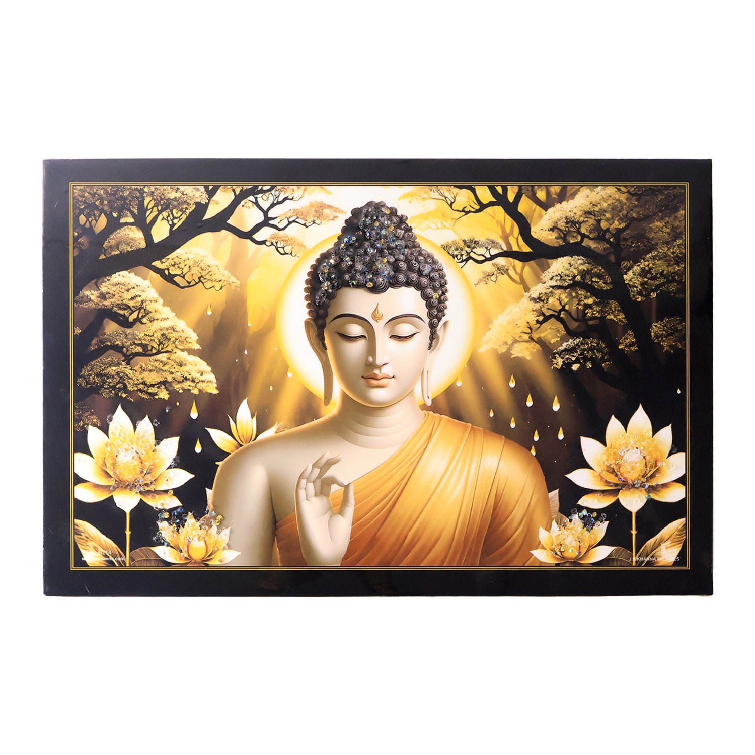 Lord Buddha Wall Painting – Spiritual Decor with Wooden Frame