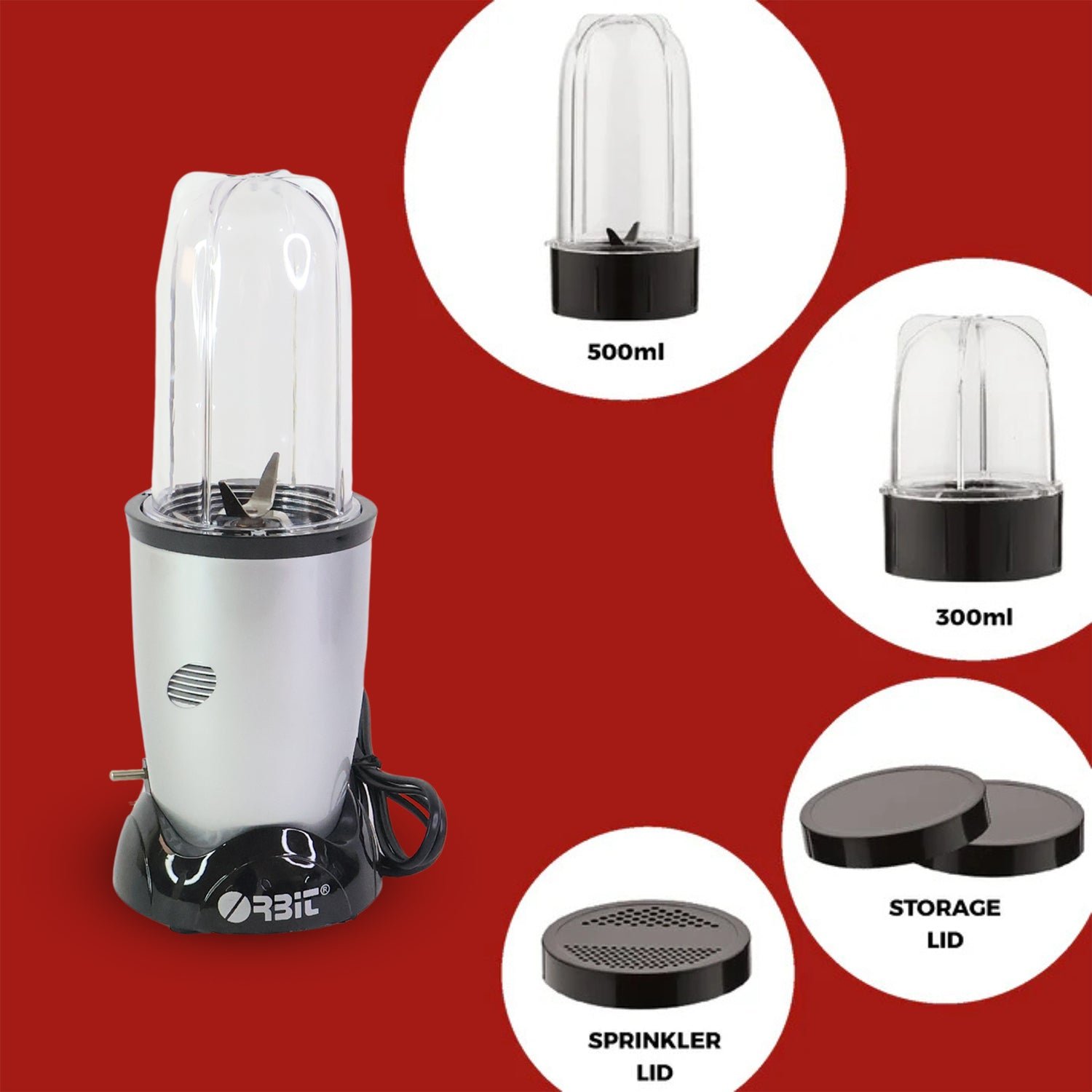 Orbit 400W Multi-Purpose Bullet Mixer – Compact Blender with Dual Jars