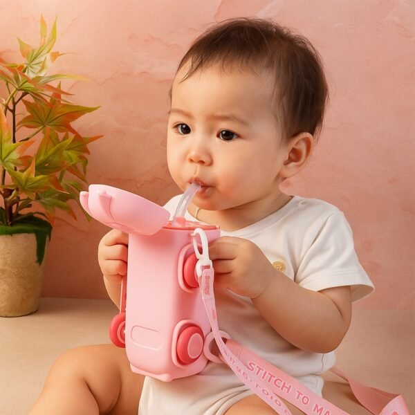 Kids Water Bottle – 500ml Cute Bus-Shaped Cartoon Design