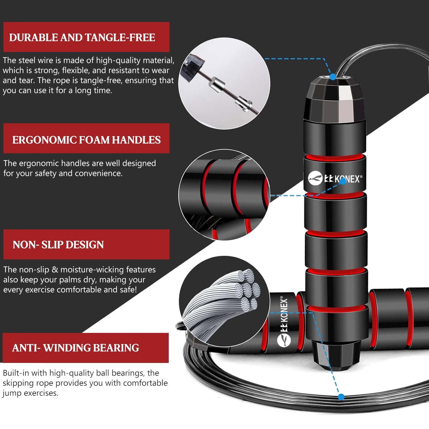 High-Speed Skipping Rope – Comfortable Foam Handles, 3 Meter