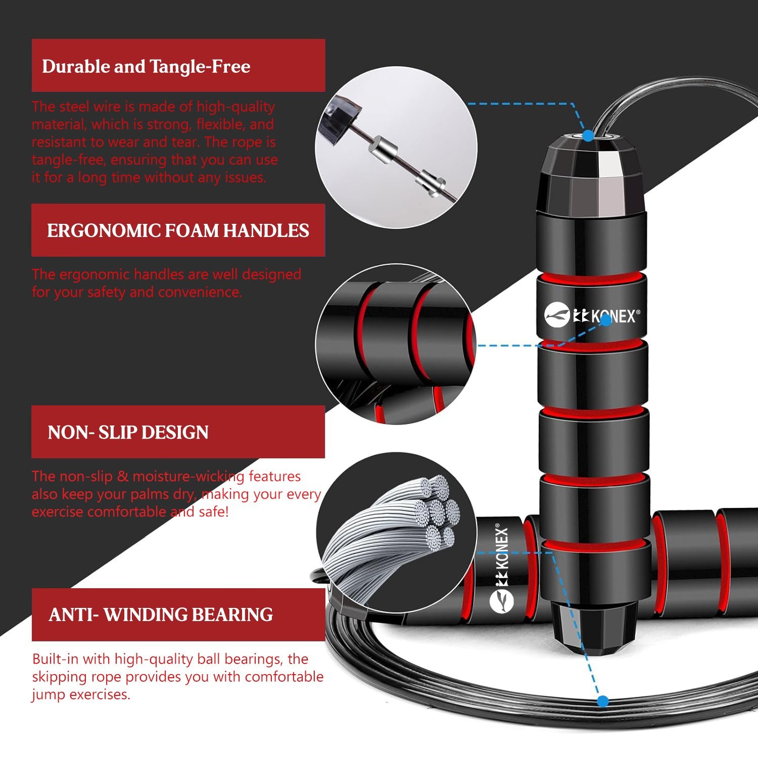 High-Speed Skipping Rope – Comfortable Foam Handles, 3 Meter