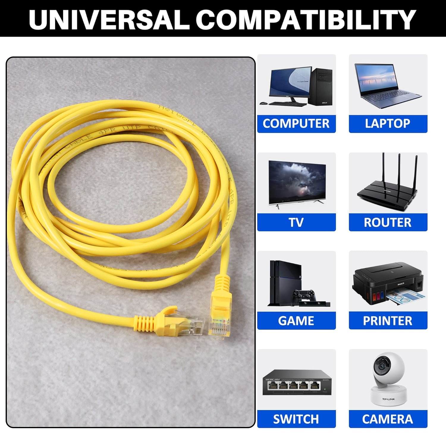 CAT 5E Ethernet Cable 3 Meter – High-Speed Stable Connection