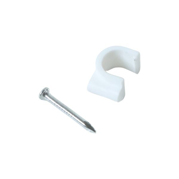 Cable Clip – Heavy Duty 8mm Plastic Clip with Steel Nail for Wiring