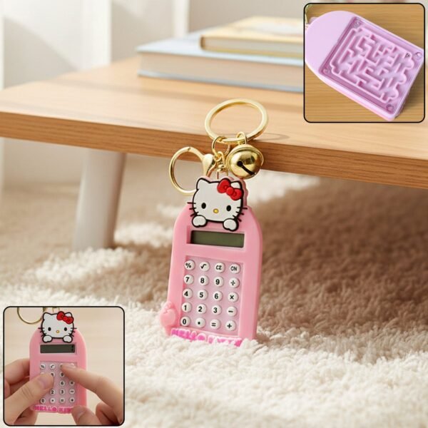 Cartoon Cat Calculator Keychain – Portable Mini Digital Calculator