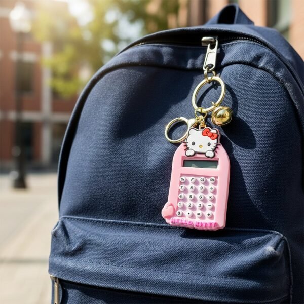 Cartoon Cat Calculator Keychain – Portable Mini Digital Calculator
