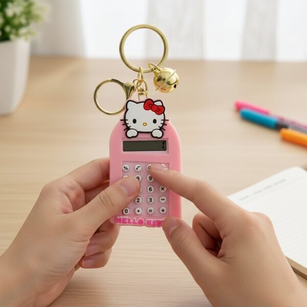 Cartoon Cat Calculator Keychain – Portable Mini Digital Calculator
