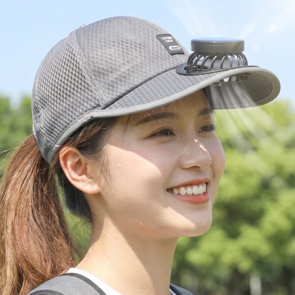 Solar Powered Cooling Fan Cap Rechargeable Baseball Sun Hat for Outdoor (1 Pc)