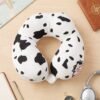 U-Shaped Travel Neck Pillow, Cute Cow Print Soft Plush Pillow for Travel (1 Pc)