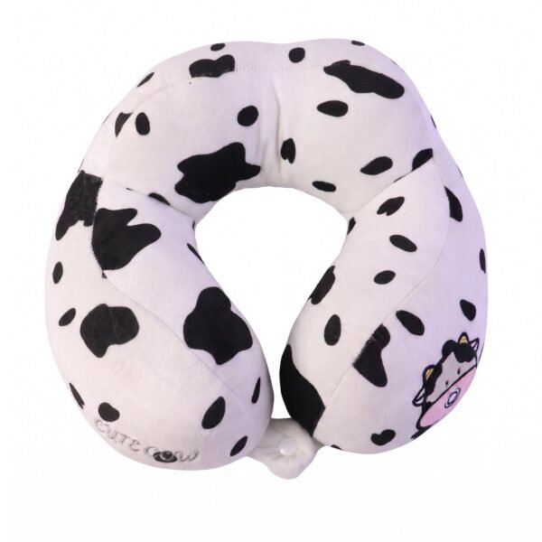 U-Shaped Travel Neck Pillow, Cute Cow Print Soft Plush Pillow for Travel (1 Pc)