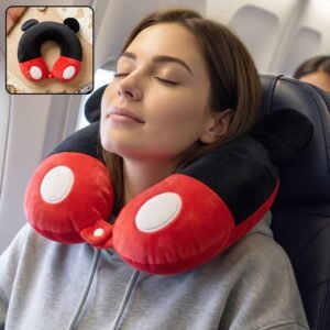 Capybara-Neck-Pillow_3_-1 U-Shaped Travel Neck Pillow, Cute Character Soft Plush Pillow with Ears (1 Pc)