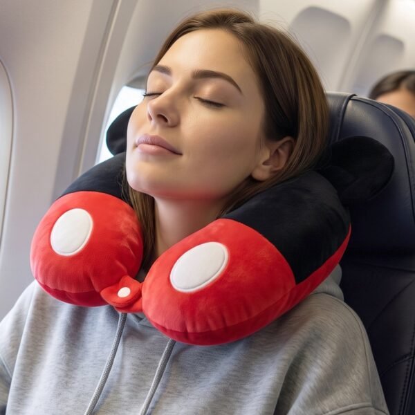 U-Shaped Travel Neck Pillow, Cute Character Soft Plush Pillow with Ears (1 Pc)
