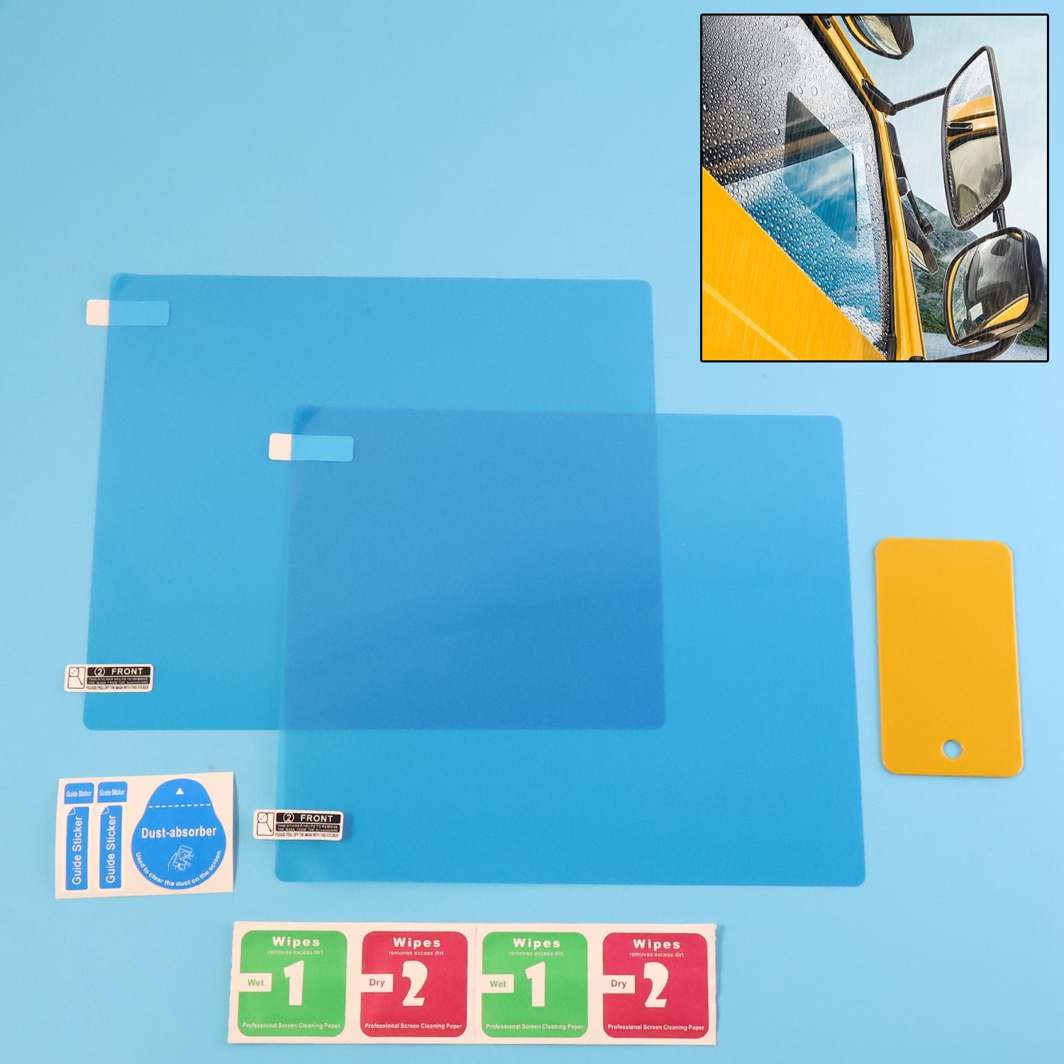 Mirror Protection Film Set – Anti-Fog & Waterproof 2-Piece 20×18 cm