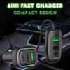 RGB Car USB Charger – Multi-port Fast Charging with LED Light