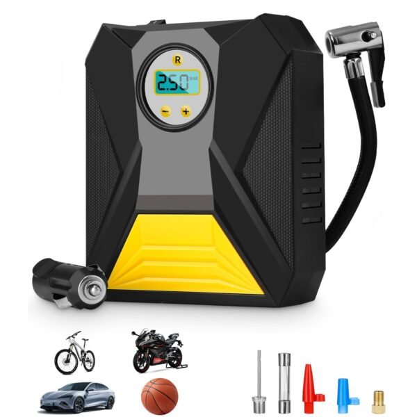 Car Tyre Air Compressor – Mini Digital Portable Pump with LCD