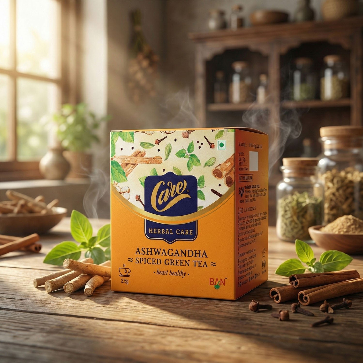 Ashwagandha Spiced Green Tea – Herbal Wellness Infusion Sachets