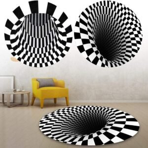 3D Optical Illusion Round Rug – Anti-Skid 60 cm Floor Mat