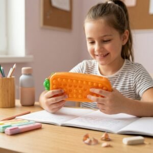 Pop It Silicone Pencil Pouch – Stress-Relieving & Spacious Organizer