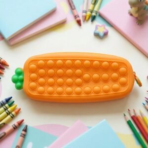 Pop It Silicone Pencil Pouch – Stress-Relieving & Spacious Organizer
